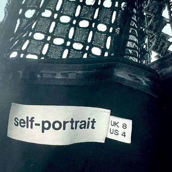 Authentic Self-Portrait Frilled Column Dress Mesh Laser Cut Dress - Picture 14 of 15